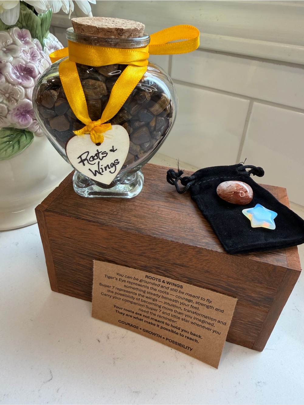 🤎✨ ROOTS + WINGS ✨💜 Tiger’s Eye & Super 7 Intention Jar